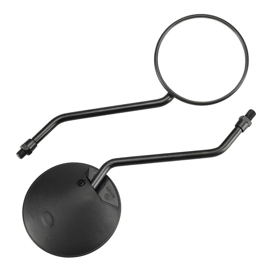 バイク ミラー 左右セット 10mm 正ネジ 丸型 ブラック オフロード