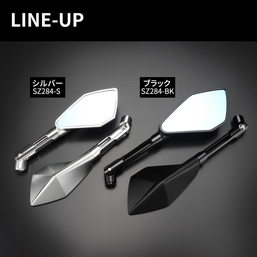 バイク ミラー ユーロタイプ M8 M10 正ネジ 逆ネジ 対応 アルミ削り