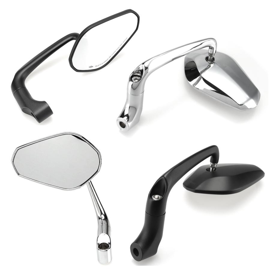 バイク 汎用 2WAY バレンミラー バーエンドミラー 切り替え可 左右