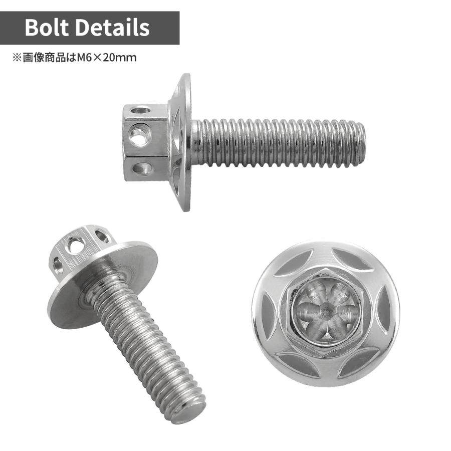 ステンレスボルト M6×20mm P1.0 六角ボルト ワイドフランジ スターフラワーヘッド シルバーカラー TB0983 | TECHーMASTER | 01