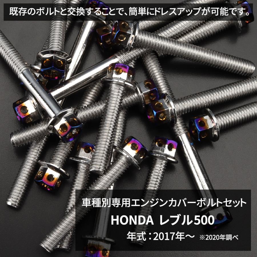 レブル500 REBEL エンジンカバー クランクケース ボルト 27本セット ステンレス製 シルバー×焼きチタンカラー TB6934 | TECHーMASTER | 01