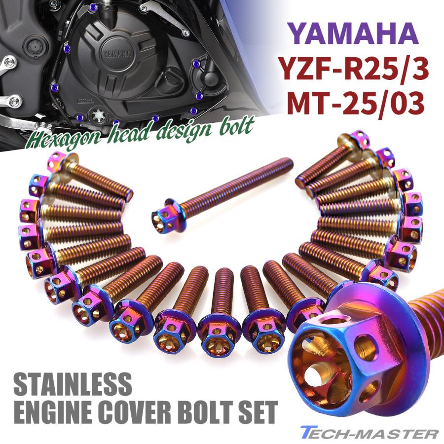 アウトレット 送料無料 Yzf R25 3 Mt 25 エンジンカバー クランクケース ボルト 21本セット ステンレス製 ヤマハ車用 焼きチタンカラー Tb7031 Punktsy Eu