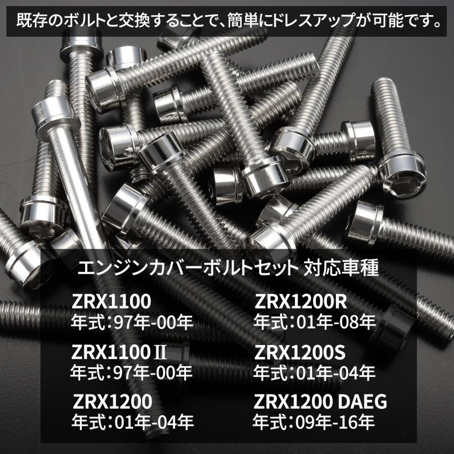 ZRX1100 ZRX1200/R/S DAEG エンジンカバー クランクケース ボルト 25本セット ステンレス製 カワサキ車用 シルバーカラー TB8116｜tmst｜02