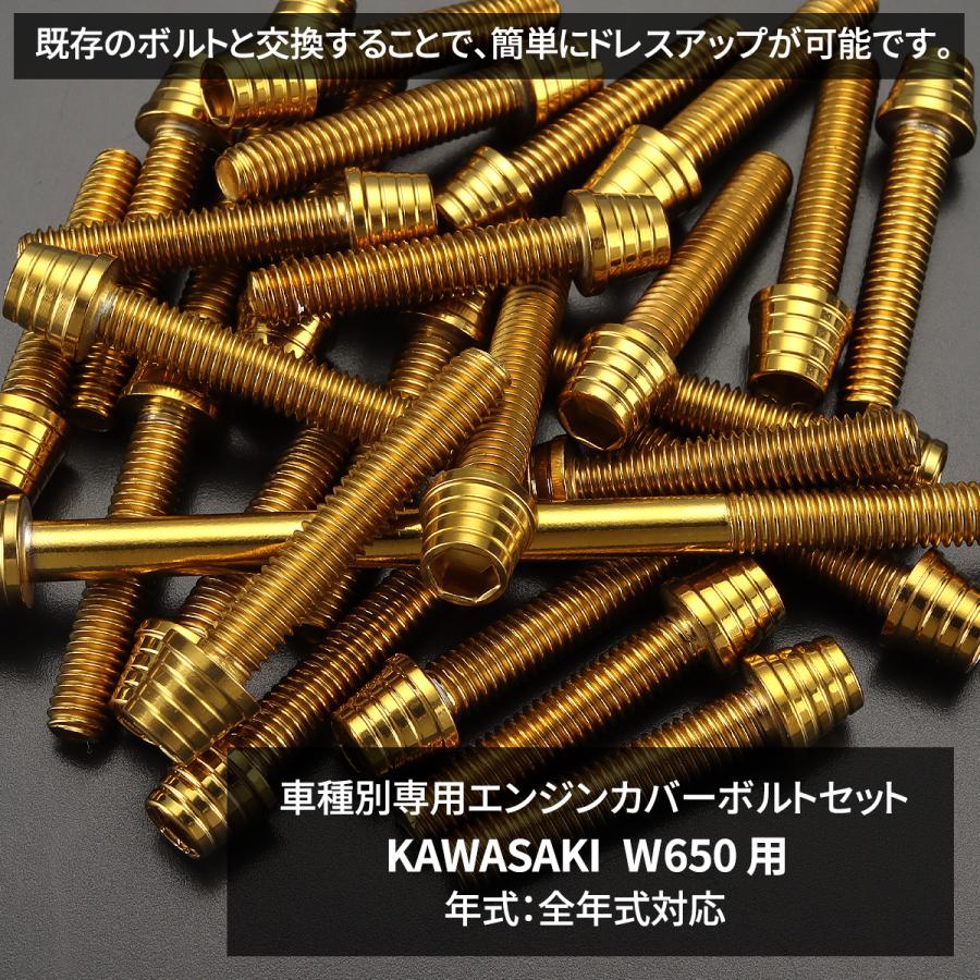 カワサキ W650 エンジンカバー クランクケース ボルト 32本