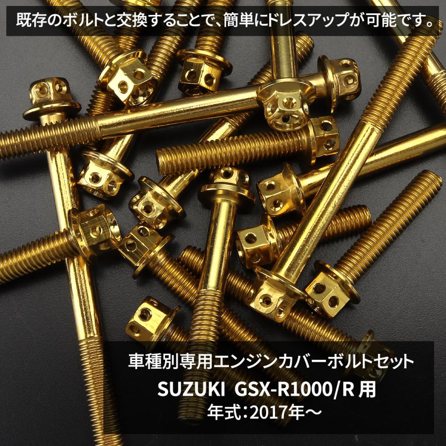 GSX-R1000/R エンジンカバー クランクケース ボルト 27本セット ステンレス製 スズキ車用 ゴールドカラー TB9155 | TECHーMASTER | 01