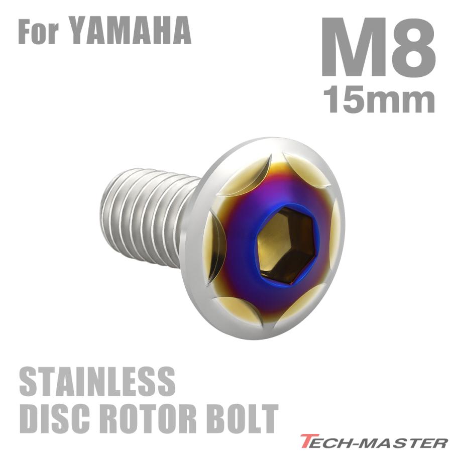 ブレーキディスク ローターボルト M8×15mm P1.25 ヤマハ用 スターヘッド ステンレス シルバーカラー&ブルー TD0313｜tmst