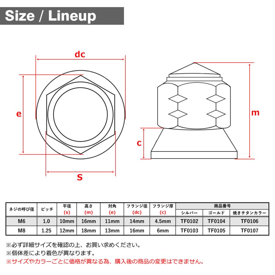 マフラーナット M8 P1.25 SUS304 ステンレス エキゾーストナット ドーム型 焼きチタンカラー 1個 TF0107 | ブランド登録なし | 01