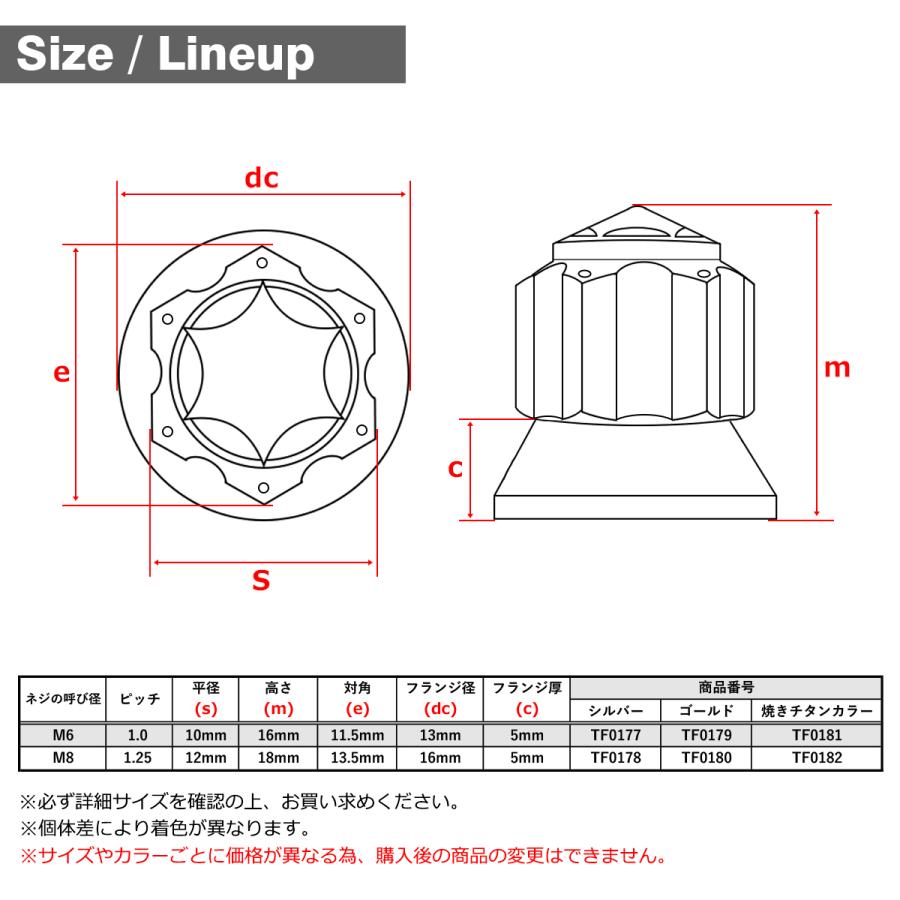 マフラーナット M6 P1.0 SUS304 ステンレス エキゾーストナット ドーム型 シルバーカラー 1個 TF0177 | ブランド登録なし | 01