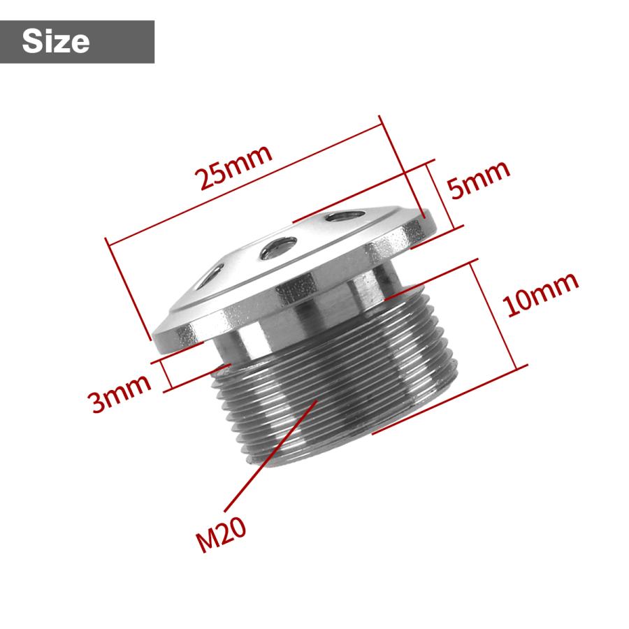 フロントフォーク トップ キャップ ボルト M20×10mm 左右セット ステンレス製 焼きチタンカラー TH0106 | ブランド登録なし | 02