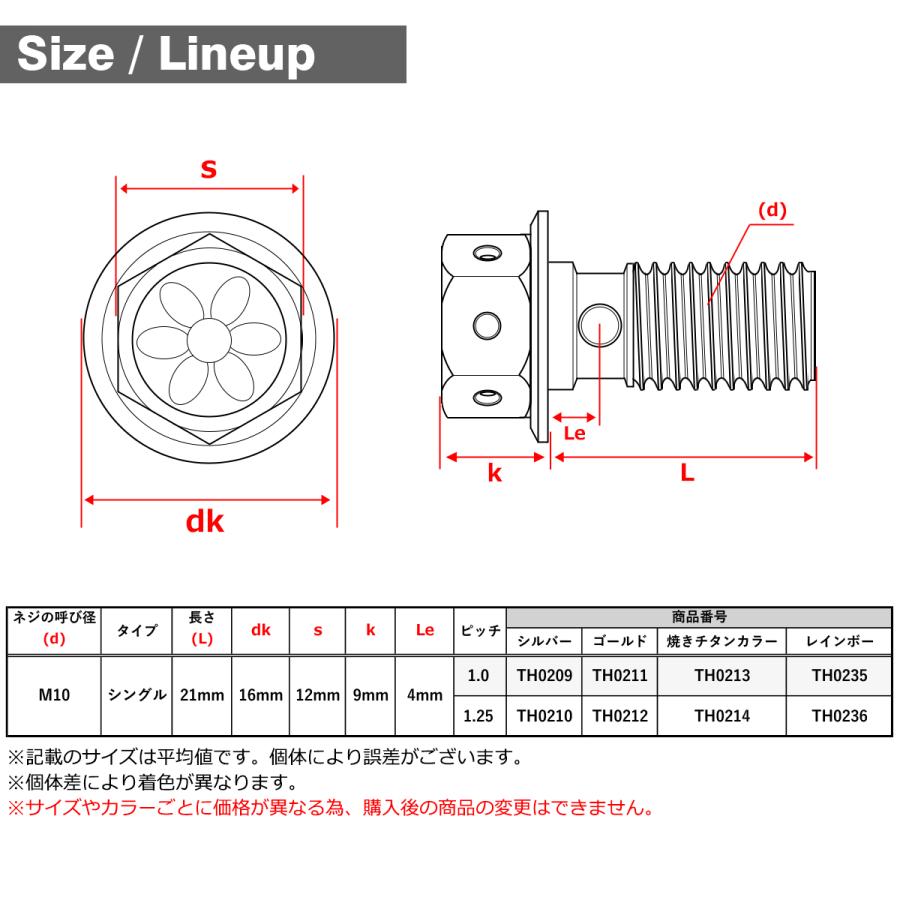 バンジョーボルト ステンレス M10 P1.25 シングル フラワーヘッド レインボーカラー TH0236 | ブランド登録なし | 04