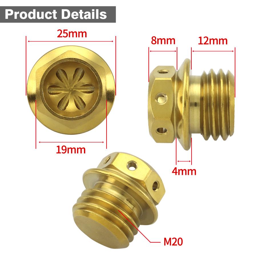 オイルフィラーキャップ M20×P2.5mm フラワーヘキサゴンヘッド SUS304ステンレス ゴールド 汎用 ホンダ カワサキ スズキ ヤマハ ドゥカティ TH0242 | カワサキ | 01