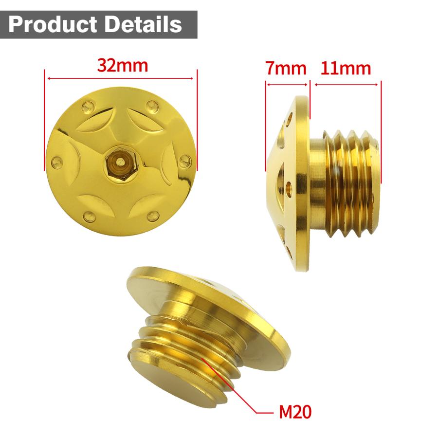 オイルフィラーキャップ M20×P2.5mm スターホールヘッド SUS304ステンレス ゴールド 汎用 ホンダ カワサキ スズキ ヤマハ ドゥカティ TH0254 | ホンダ | 01