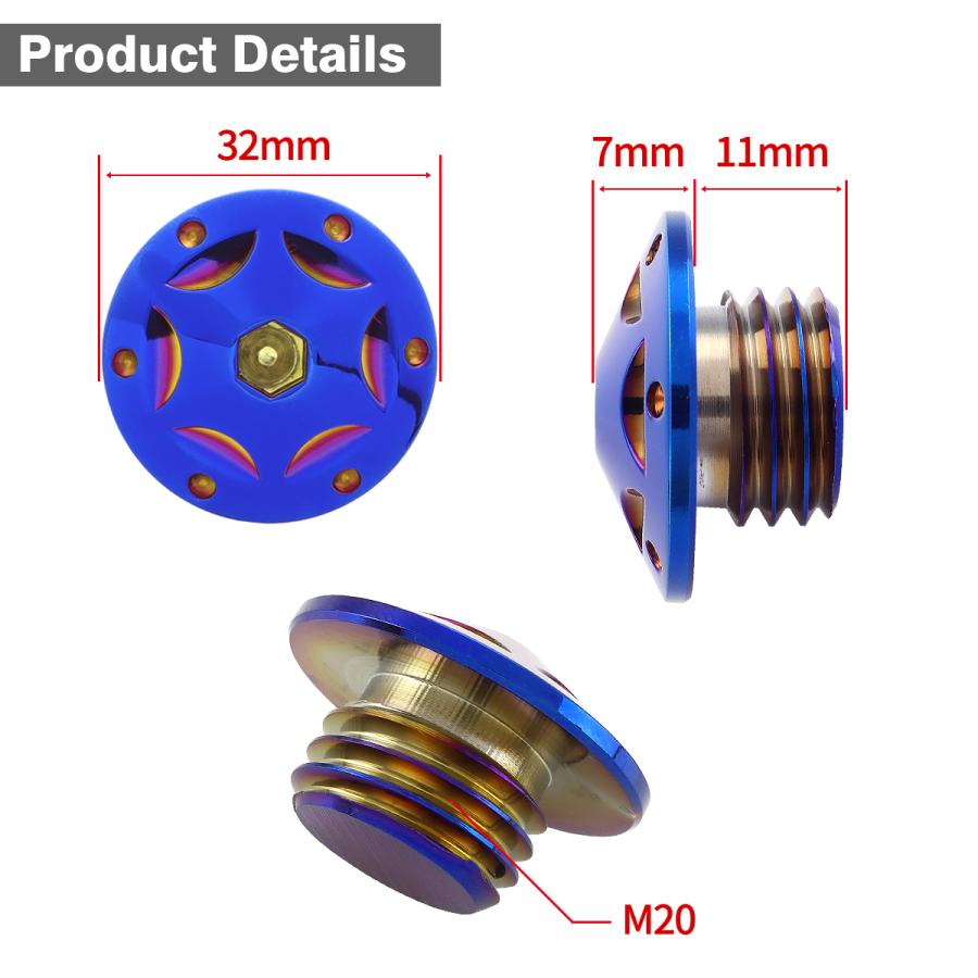 オイルフィラーキャップ M20×P2.5mm スターホールヘッド SUS304ステンレス 焼きチタンカラー 汎用 ホンダ カワサキ スズキ ヤマハ ドゥカティ TH0255 | YAMAHA | 01