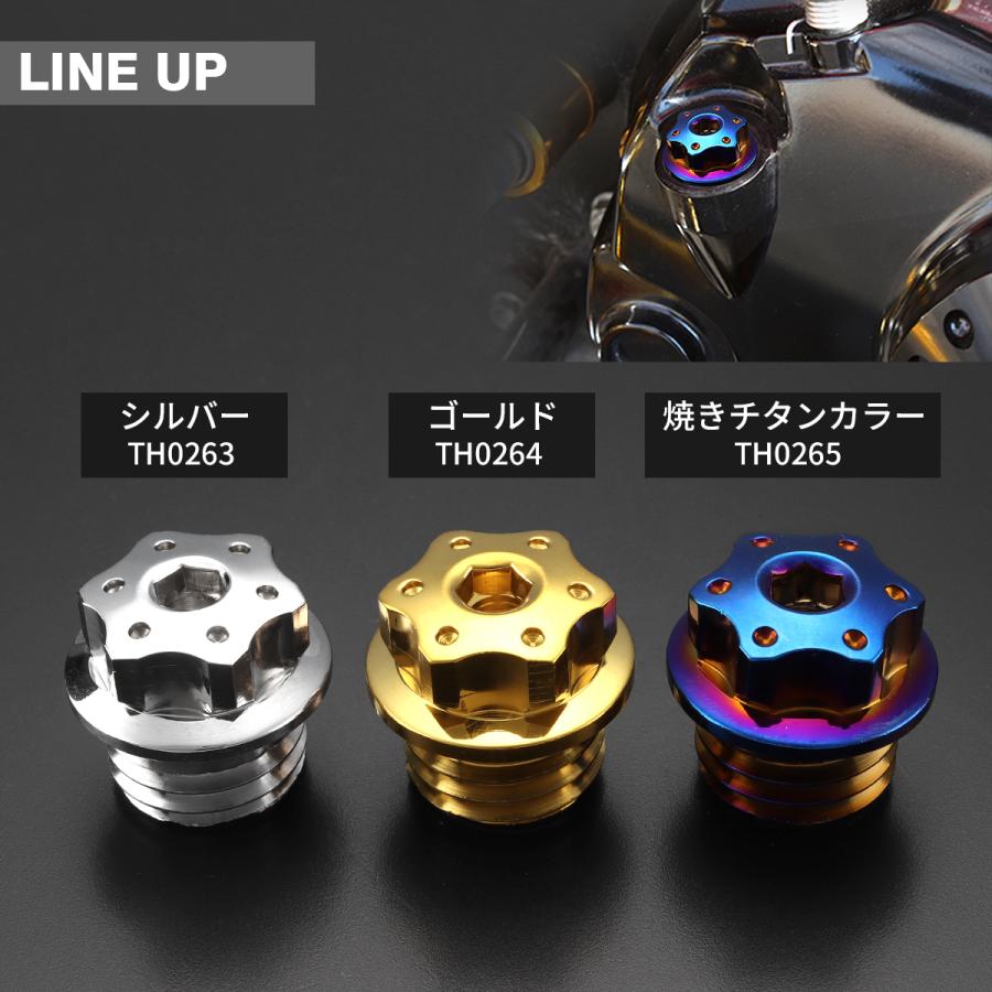 オイルフィラーキャップ M20×P2.5mm ヘキサゴンホールヘッド SUS304ステンレス 焼きチタンカラー 汎用 ホンダ カワサキ スズキ ヤマハ ドゥカティ TH0265 | カワサキ | 02