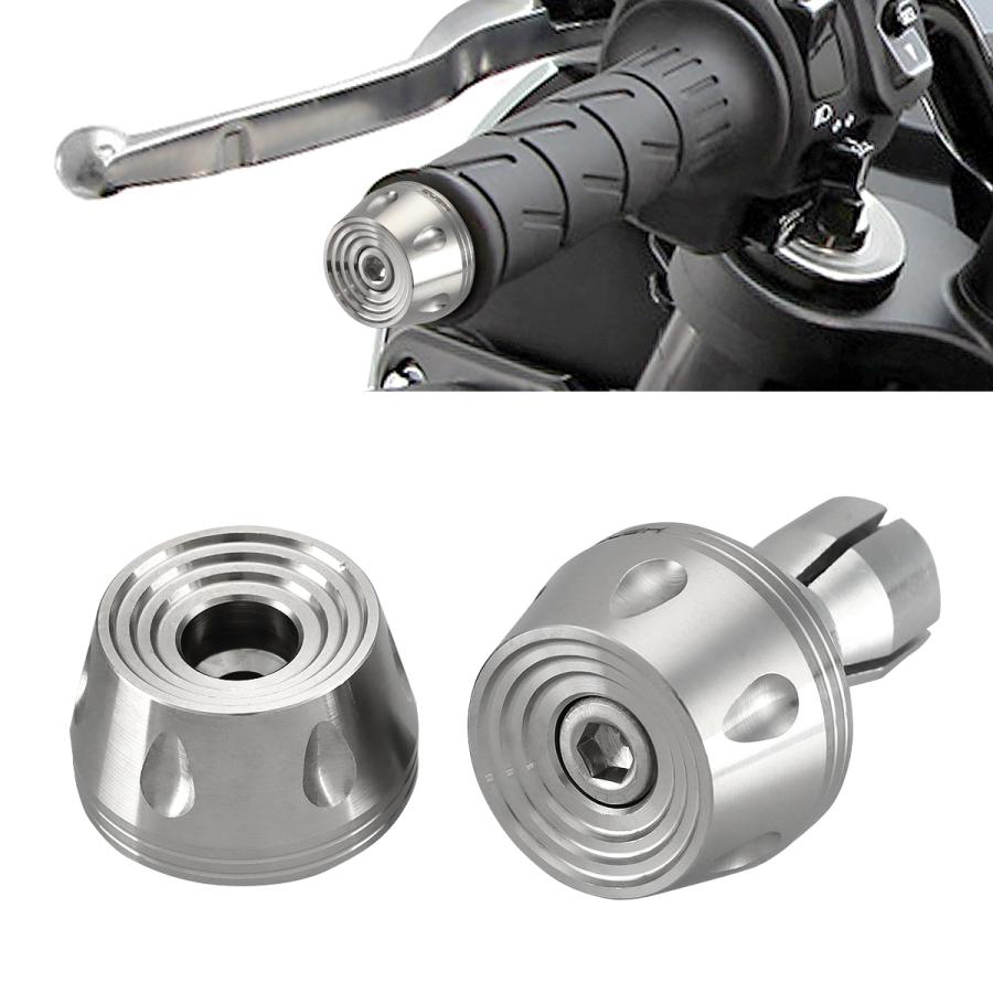 バイク バーエンド キャップ ステンレス グリップエンド ウエイト マットシルバー 左右セット TH0430 | ブランド登録なし