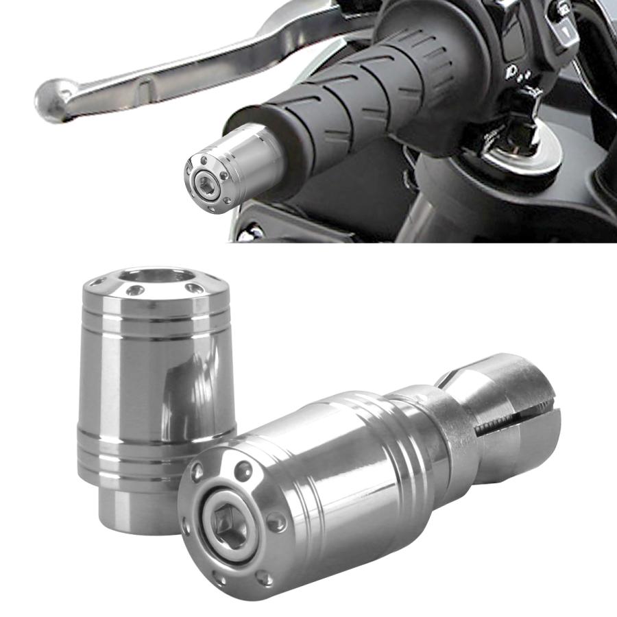バイク グリップ バーエンド プラグ キャップ 22.2mm ハンドル用 シルバー TH0437 | ブランド登録なし