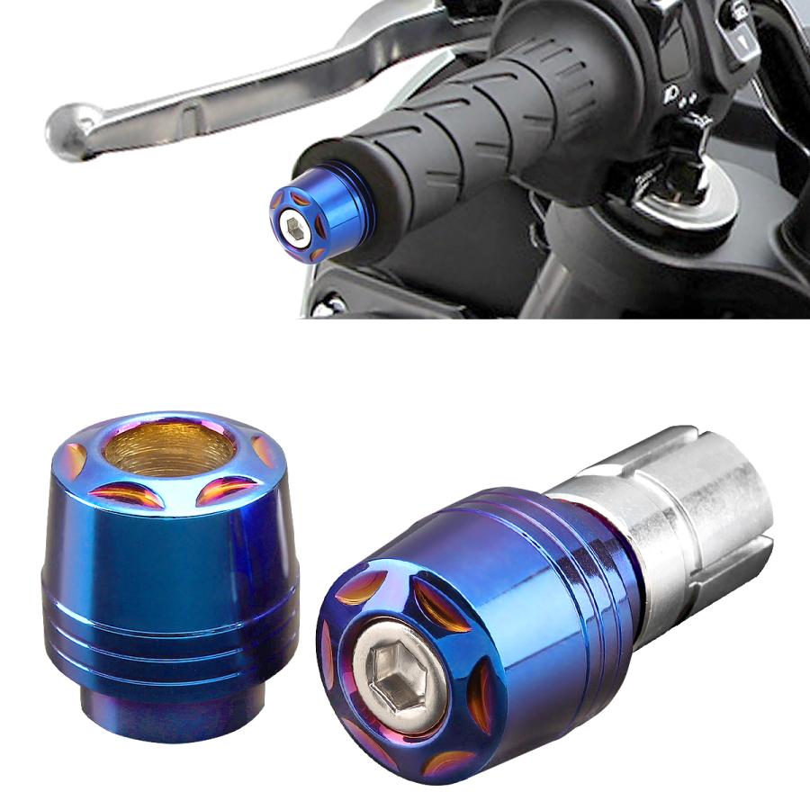 バイク バーエンド キャップ ステンレス グリップエンド ロングスターヘッド 焼チタンカラー TH0442 | ブランド登録なし