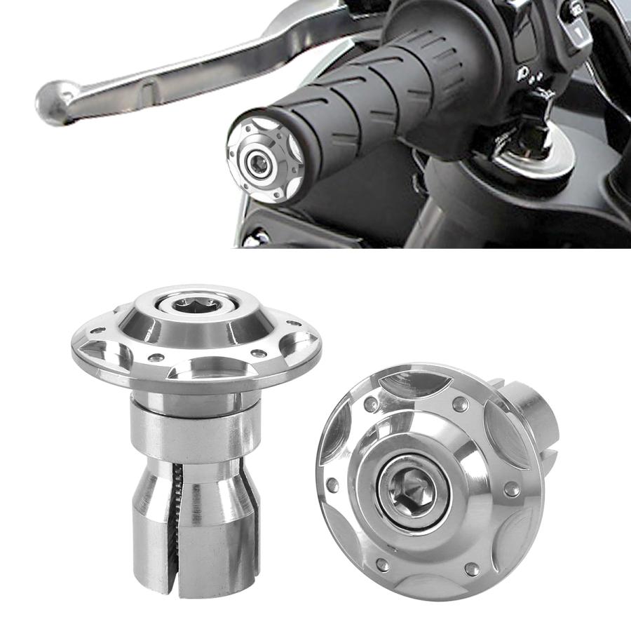 バイク グリップ エンド バーエンド キャップ ステンレス シルバー 左右セット TH0443 | ブランド登録なし