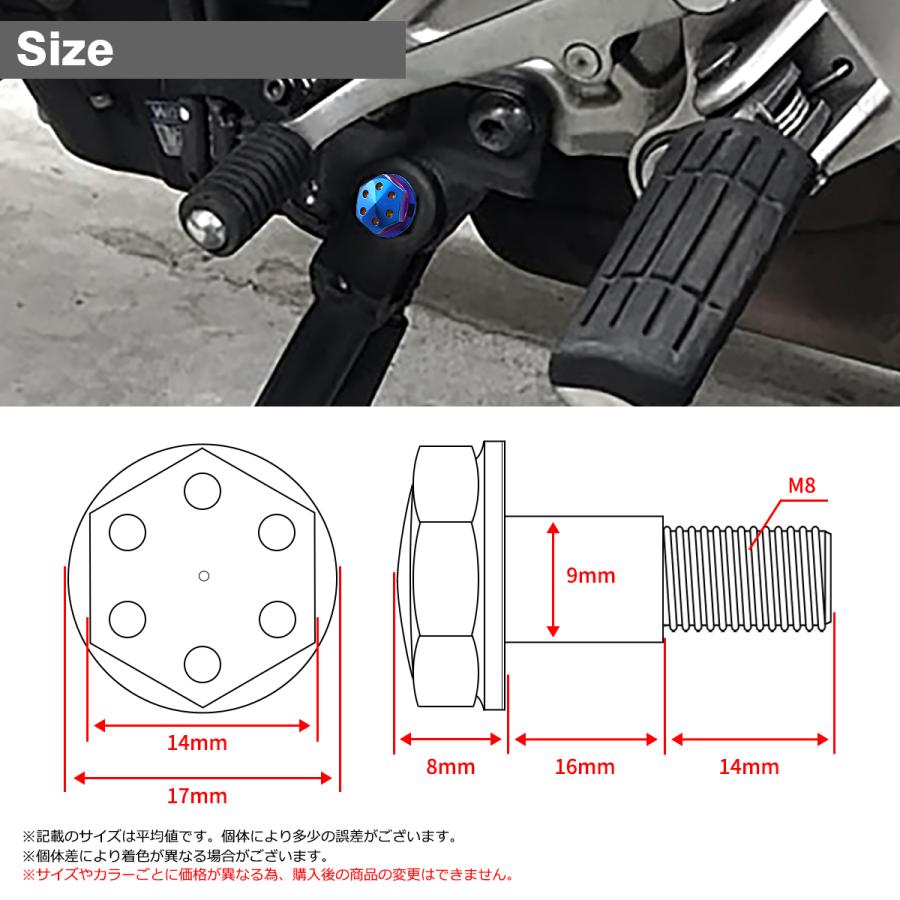 サイドスタンド ピボットボルト M8 P1.25 ヤマハ車用 ヘキサゴンヘッド ステンレス製 焼きチタンカラー TH0448 | ブランド登録なし | 01