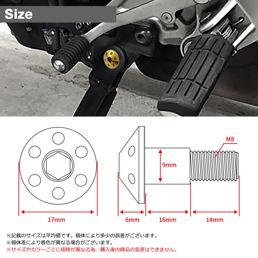 サイドスタンド ピボットボルト M8 P1.25 ヤマハ車用 テーパーホールヘッド ステンレス製 ゴールドカラー TH0450 | ブランド登録なし | 01