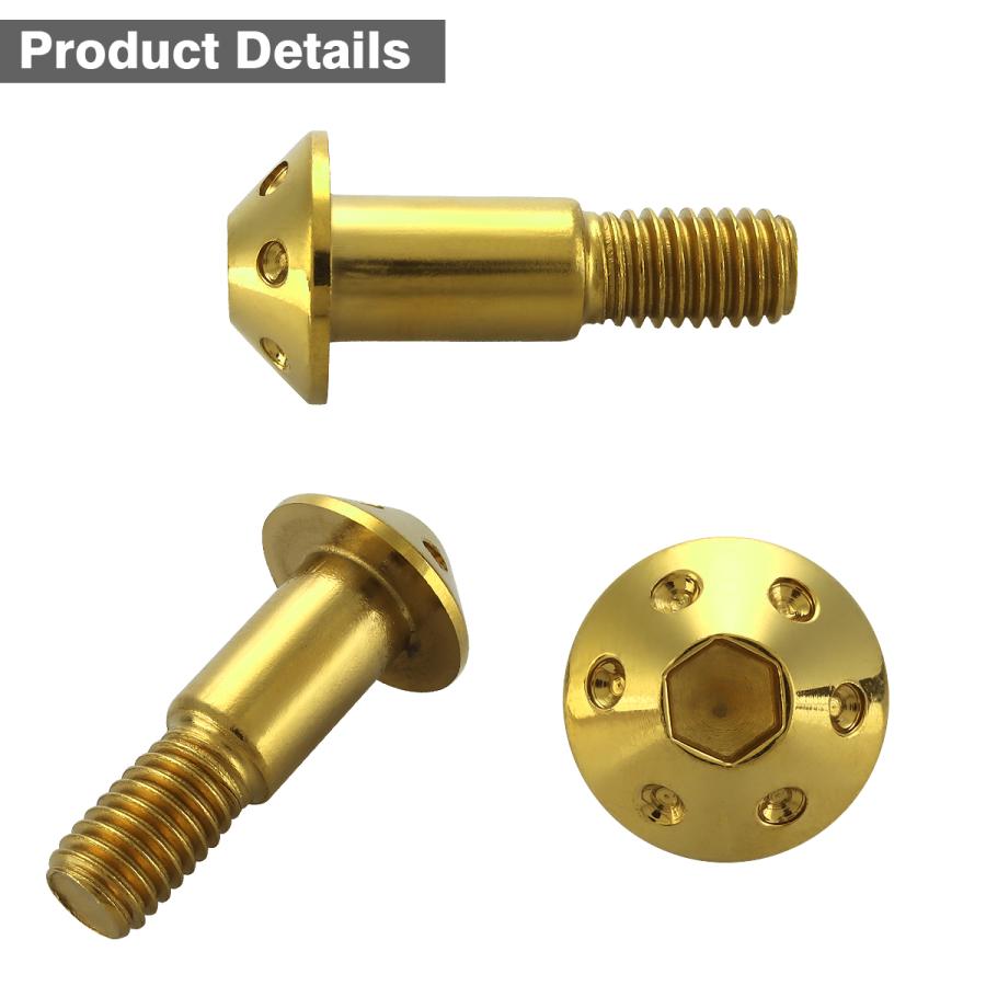 サイドスタンド ピボットボルト M8 P1.25 ヤマハ車用 テーパーホールヘッド ステンレス製 ゴールドカラー TH0450 | ブランド登録なし | 02