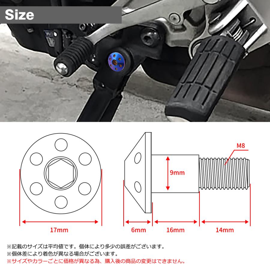 サイドスタンド ピボットボルト M8 P1.25 ヤマハ車用 テーパーホールヘッド ステンレス製 焼きチタンカラー TH0451 | ブランド登録なし | 01