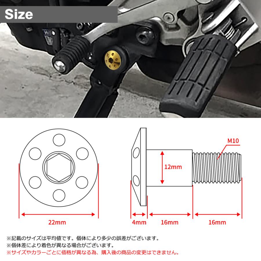 サイドスタンド ピボットボルト M10 P1.25 ホンダ車用 ステンレス製 ゴールドカラー TH0456 | ブランド登録なし | 01