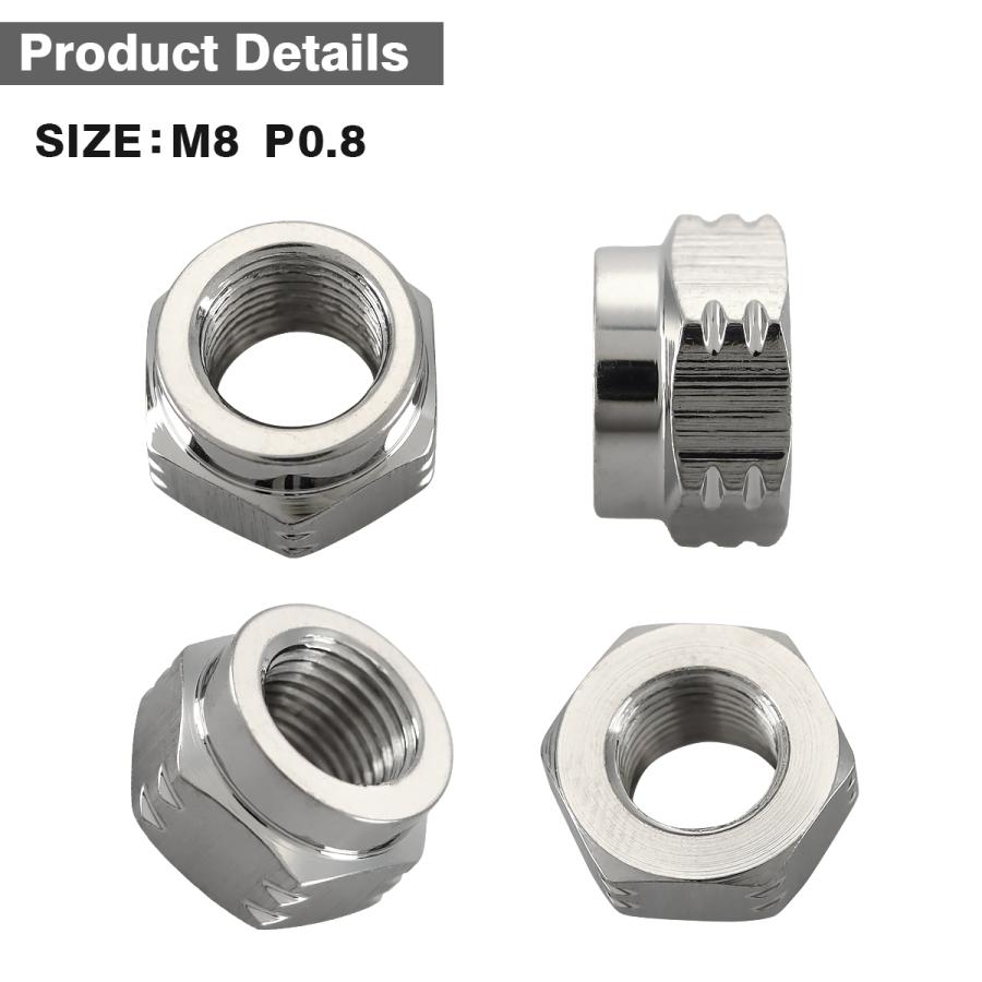 エアバルブ ナット M8 P0.8 タイヤ バルブキャップ 2個入り ステンレス製 シルバー TH0508 | ブランド登録なし | 02