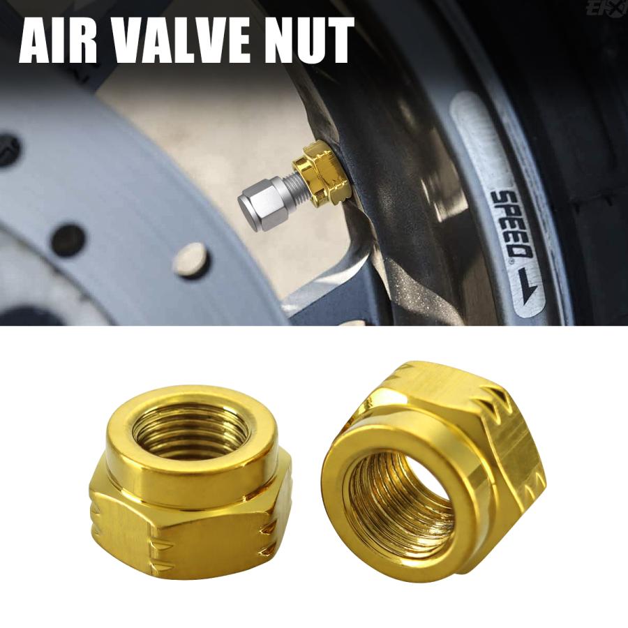 エアバルブ ナット M8 P0.8 タイヤ バルブキャップ 2個入り ステンレス製 ゴールド TH0509 | ブランド登録なし