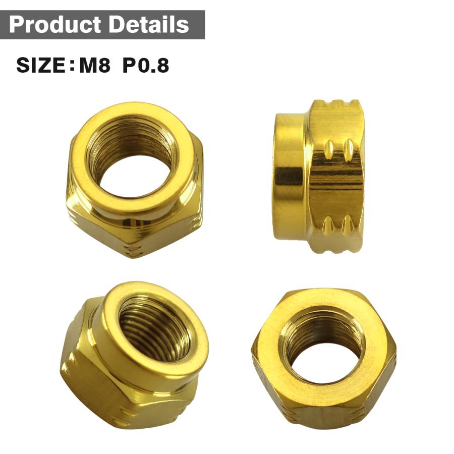 エアバルブ ナット M8 P0.8 タイヤ バルブキャップ 2個入り ステンレス製 ゴールド TH0509 | ブランド登録なし | 02