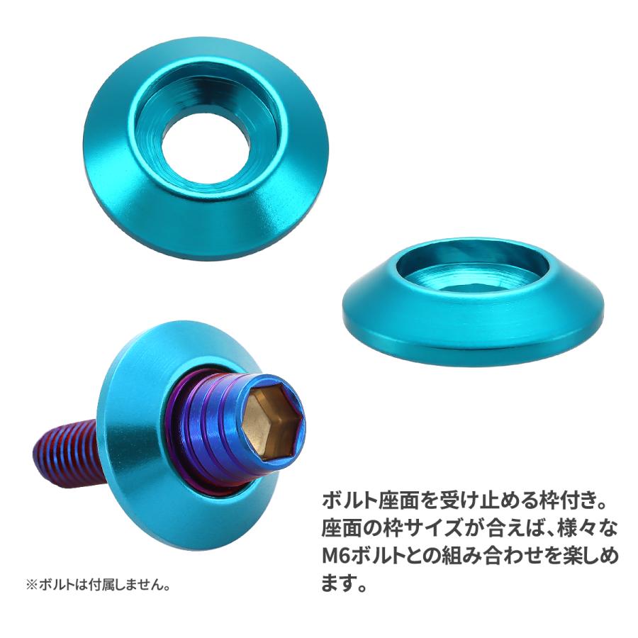 M6 デザイン ワッシャー 10枚セット アルミ製 外径18mm ライトブルー