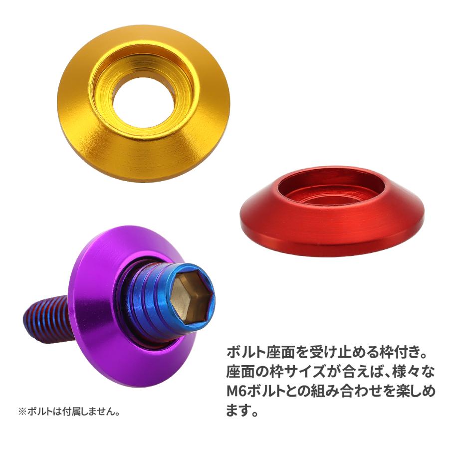 M6 デザイン ワッシャー 10枚セット アルミ製 外径18mm 8色 : TECH