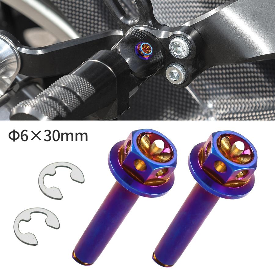 バイク ステップピン 焼きチタンカラー 2本セット Eクリップ付 Φ6×30mm フラワーヘッド ステンレス TH0759 | ブランド登録なし