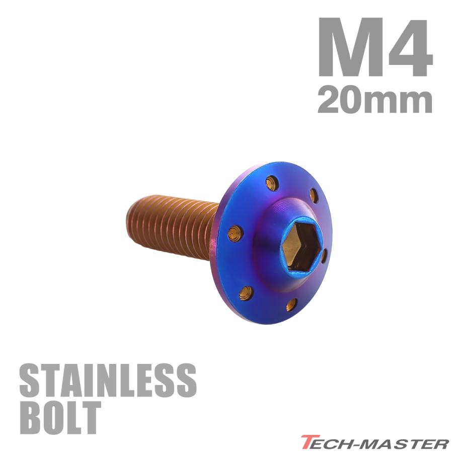 ステンレスボルト M4×20mm P0.7 ボタンボルト ステップホールヘッド 焼きチタンカラー TR0199 | TECHーMASTER