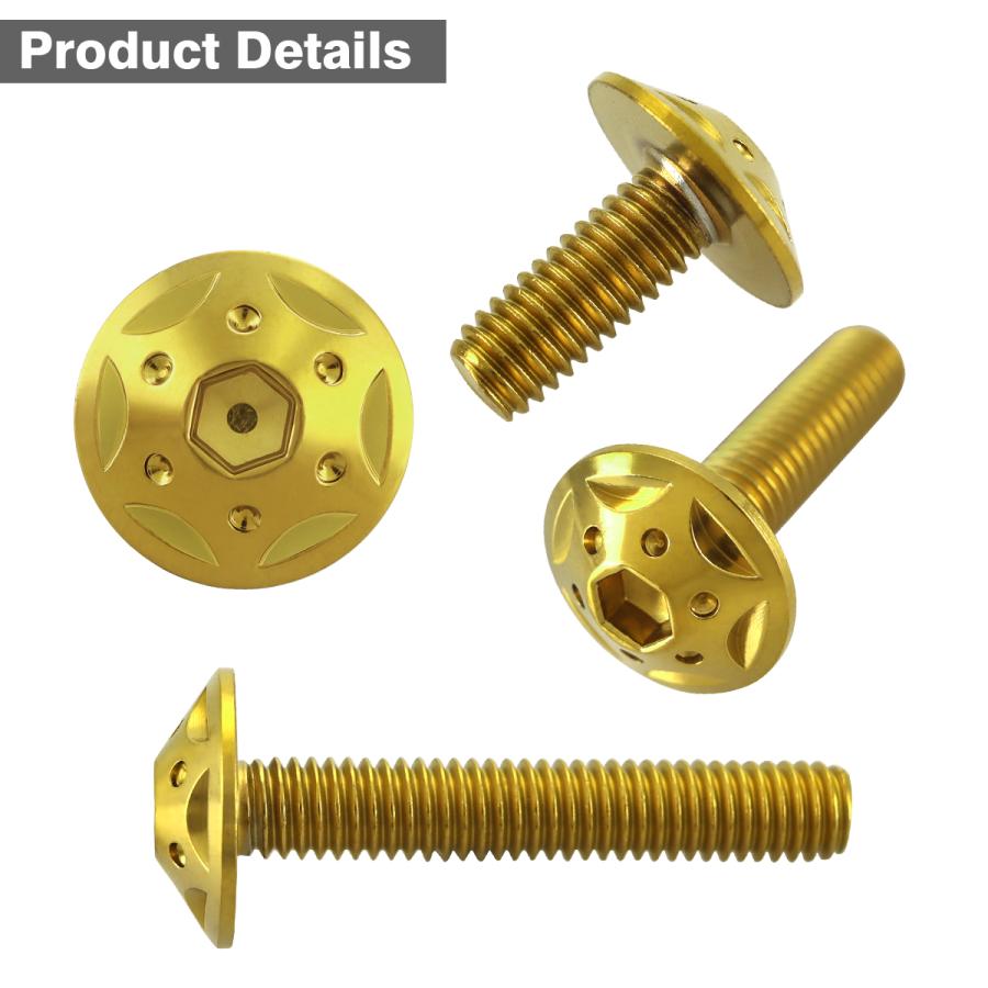 ステンレスボルト M6×20mm P1.0 ボタンボルト スターホールヘッド ゴールドカラー TR0235 | TECHーMASTER | 01