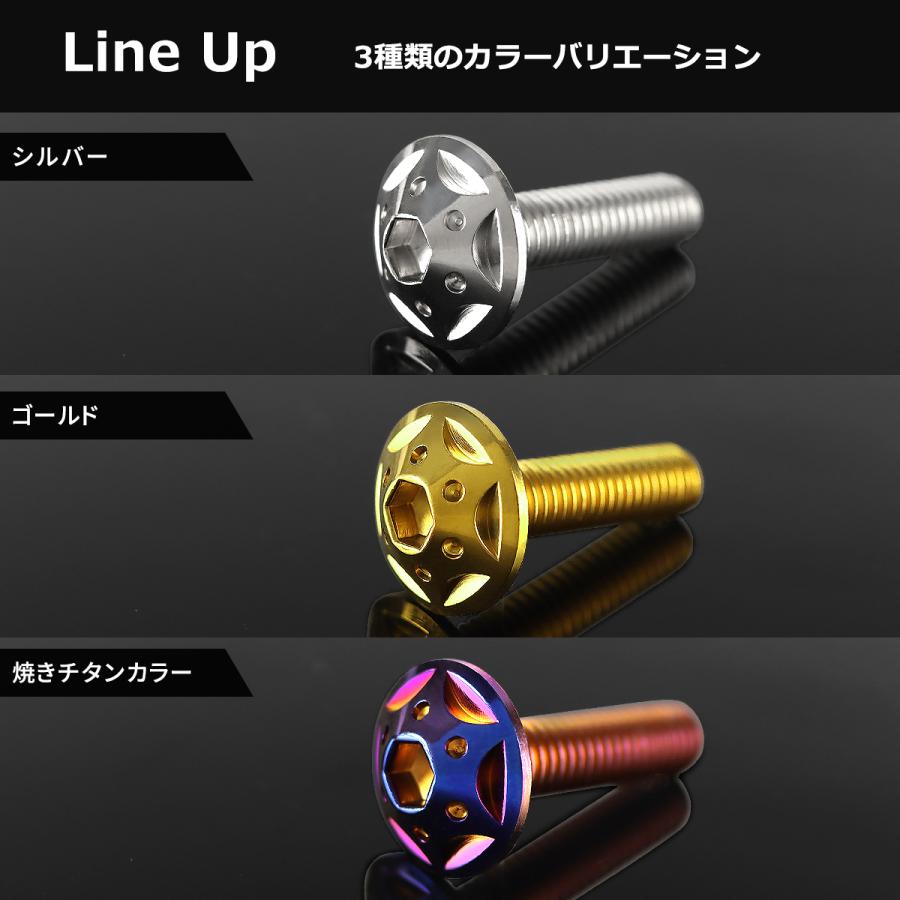 ステンレスボルト M6×20mm P1.0 ボタンボルト スターホールヘッド ゴールドカラー TR0235 | TECHーMASTER | 03