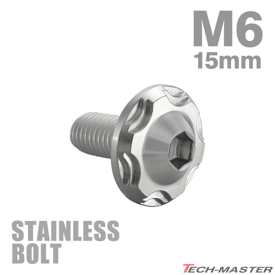 ステンレスボルト M6×15mm P1.0 ボタンボルト スノーヘッド シルバーカラー TR0262 | TECHーMASTER
