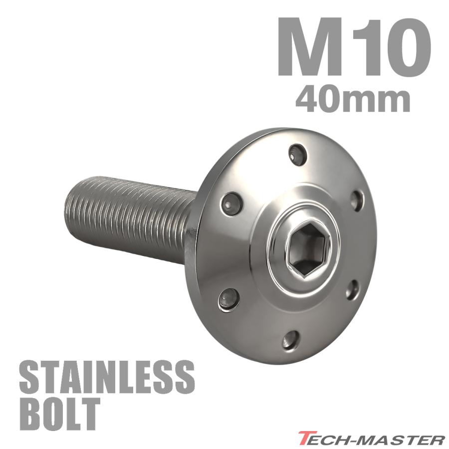 ステンレスボルト M10×40mm P1.25 ボタンボルト ワイドフランジ ホールヘッド シルバーカラー TR0308 | TECHーMASTER