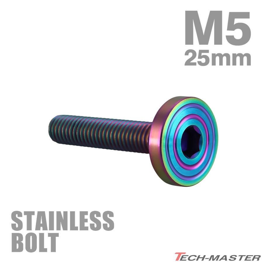 ステンレスボルト M5×25mm P0.8 マットタイプ シェルヘッド フラット レインボーグリーン TR0347 | TECHーMASTER