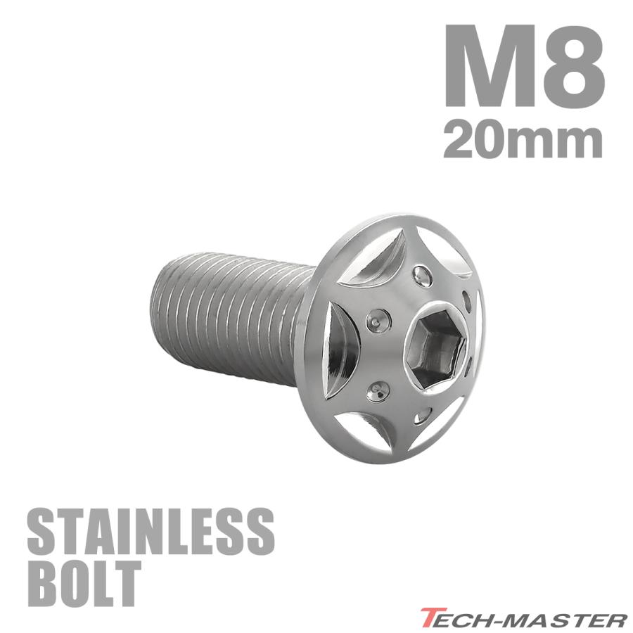 ステンレスボルト M8×20mm P1.25 ボタンボルト スターホールヘッド シルバーカラー TR0423 | TECHーMASTER