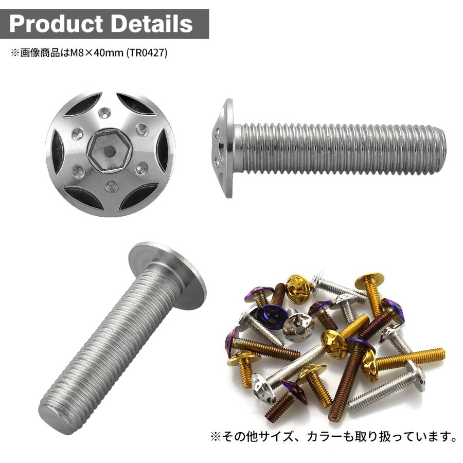 ステンレスボルト M8×20mm P1.25 ボタンボルト スターホールヘッド シルバーカラー TR0423 | TECHーMASTER | 02