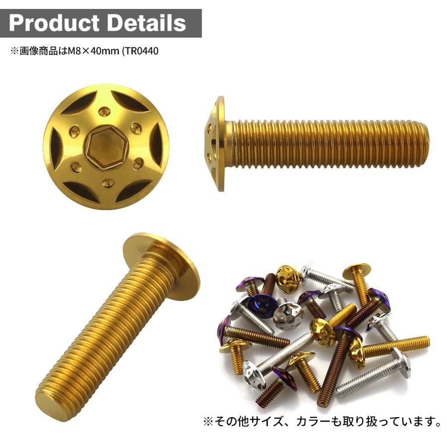 ステンレスボルト M8×20mm P1.25 ボタンボルト スターホールヘッド ゴールドカラー TR0436 | TECHーMASTER | 02