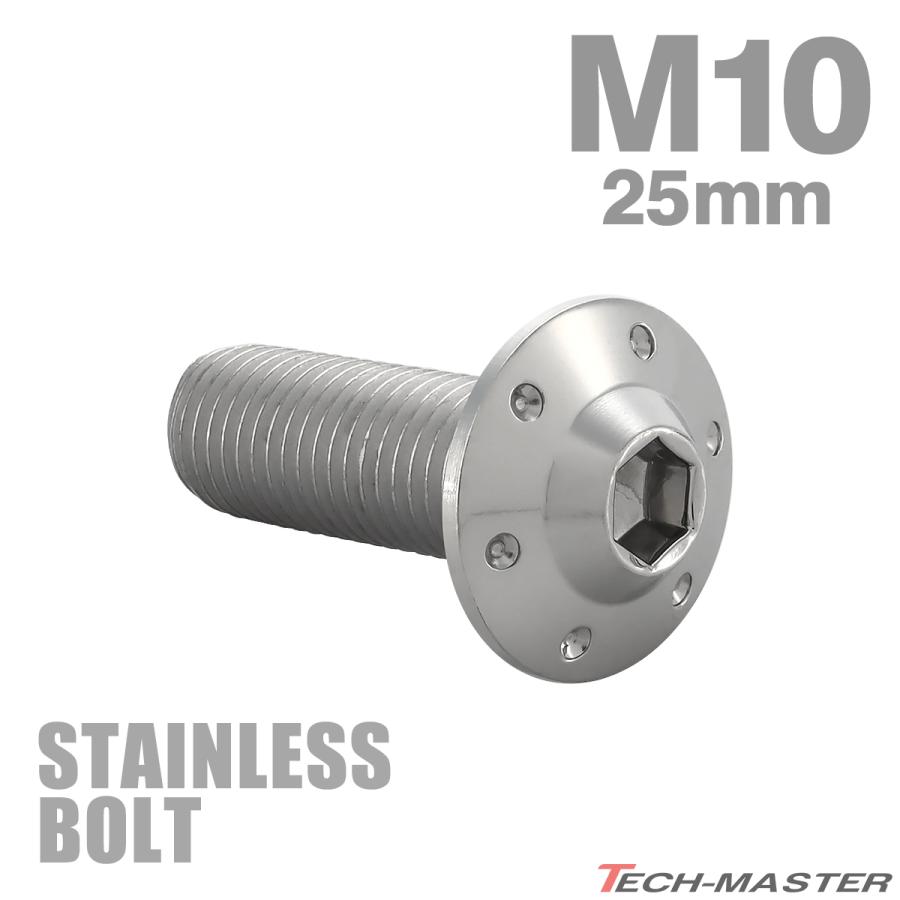 ステンレスボルト M10×25mm P1.25 ボタンボルト ステップホールヘッド シルバーカラー TR0641 | TECHーMASTER