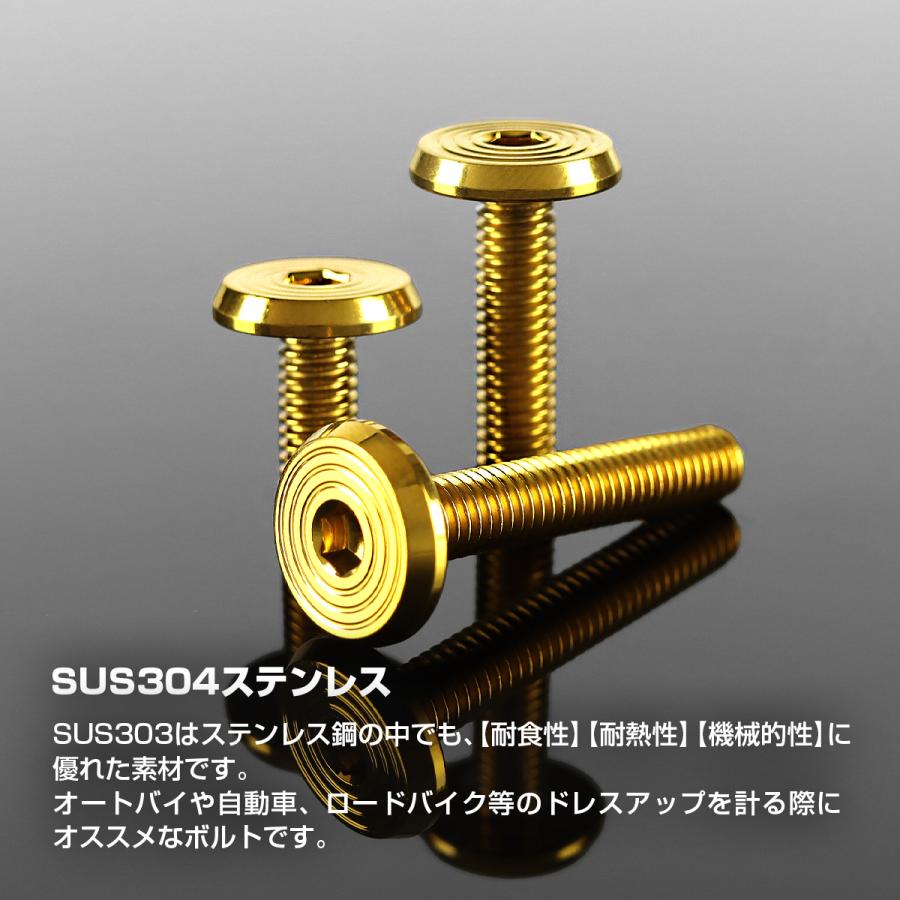 ステンレスボルト M6×10mm P1.0 シェルヘッド フラット ゴールドカラー TR0787 | TECHーMASTER | 01