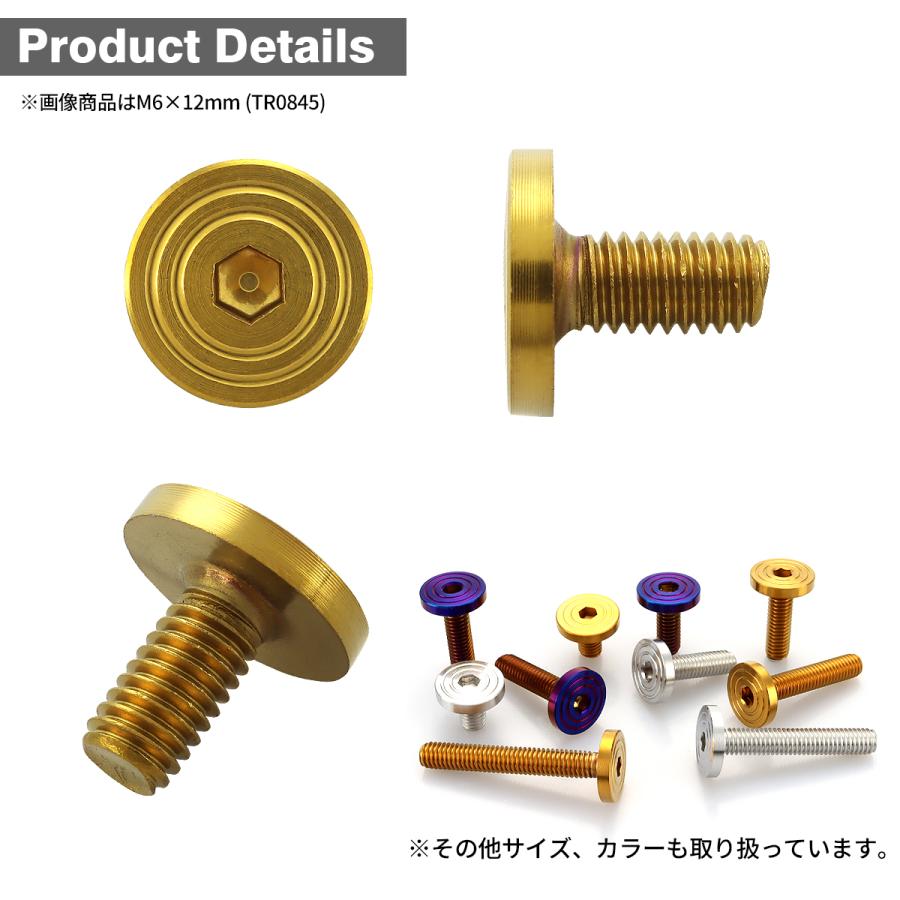 ステンレスボルト M5×10mm P0.8 マットタイプ シェルヘッド フラット ゴールドカラー TR0837 | TECHーMASTER | 02
