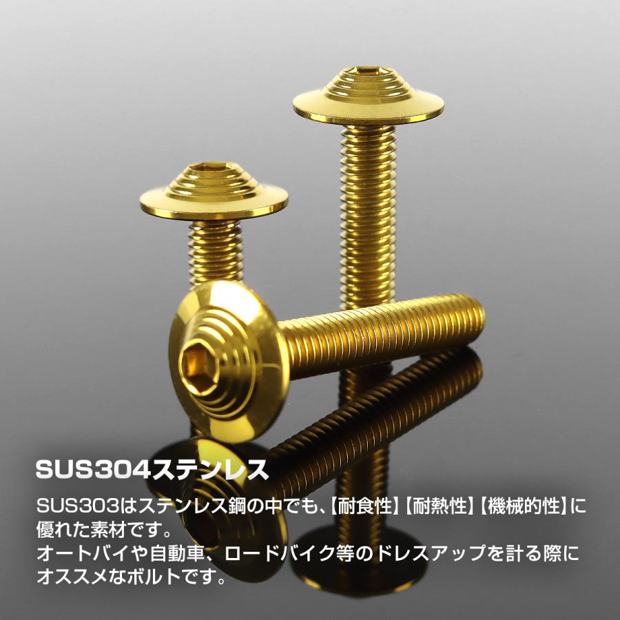 ステンレスボルト M5×12mm P0.8 シェルヘッド フランジ付き ゴールドカラー TR0909 | TECHーMASTER | 01