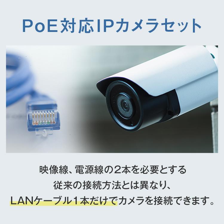 4K 800万画素・POE 防犯カメラ 増設用に 4台セット ケーブル付です！ poe 防犯カメラ 800万超高画素 POE給電防犯カメラセット8台 4TB HDD