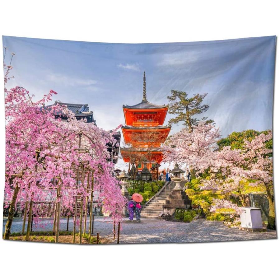 Onkemu 自然風景 タペストリー 桜 多機能壁掛け 壁飾り インテリア おしゃれ 寺 青い空 背景布 ポスター壁飾り寝室 部屋の壁飾り布 Sawatana 通販 Yahoo ショッピング