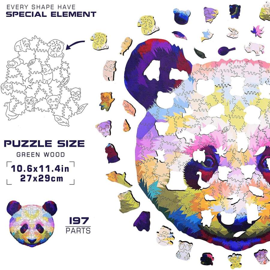 Hsftilv かわいいカラフルなパンダ木製パズルおもちゃ 立体パズル 最高の贈り物 ユニークな形のパズルピース 27 X 29 Cm 19 Sawatana 通販 Yahoo ショッピング