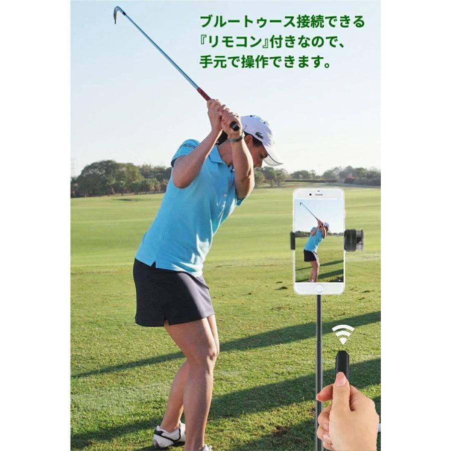 ゴルフスイング撮影スタンド Bluetoothリモコン付き ブラック スイング 